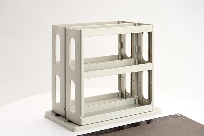 Medicine Organizer 2 Three-Decker Shelves Cabinet Storage Rack Organizer for Holding Vitamins, Supplements Cosmetics (9”H x 5.8”W x 10.4”D) (Dust Gray)
