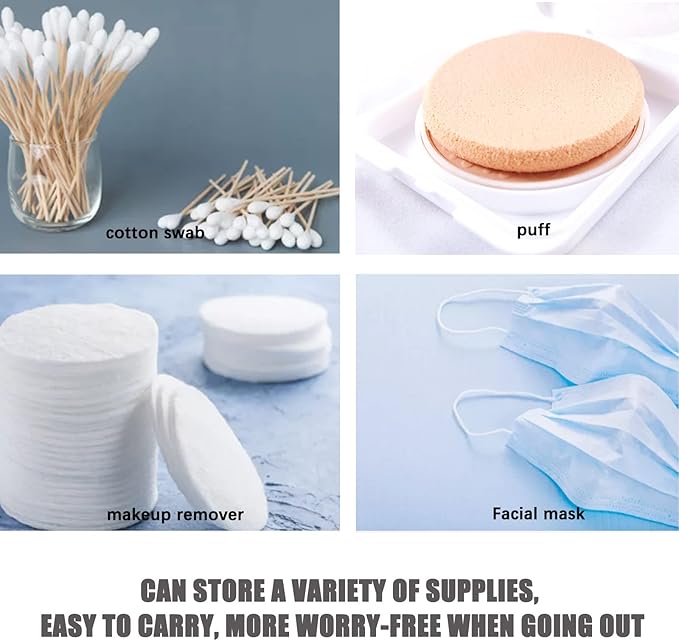 Portable Travel Cotton Pad Holder Cotton Swab Ball Holder Dispenser Cosmetic Sponge Storage Box with Transparent Lid Storage Jar Cosmetic Pad Container Dental Floss Box 3 pcs