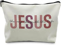Christian Leather Makeup Bag, Jesus Cosmetic Bag, Christian Gifts for Women, Girls - Inspirational Bible Verse Bag (PU-Red)