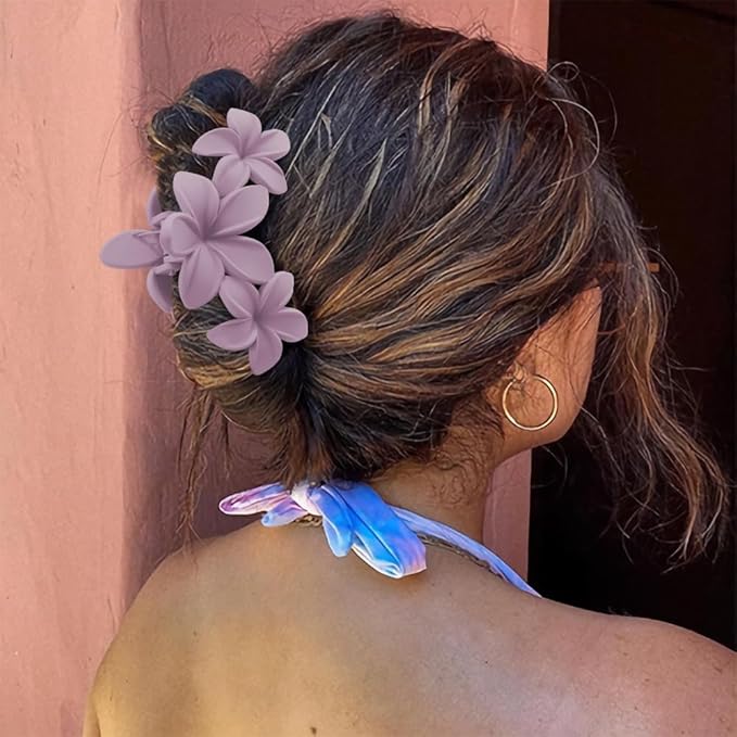 Ahoney 6PCS Flower Hair Clips for Women Strong Hold Nonslip, Big Flower Claw Clip for Thick Hair, Hawaiian Hibiscus Cute Hair Clips Beach Hair Accessories for Women Girls 11
