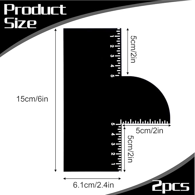 2 Pcs Barber Enhancement Card,Black Shape up Tool for Hairline,T Shape Enhancement Card for Barbers,with Measurement Reusable Enhancements Cards for Precise Edge Beard Line UP