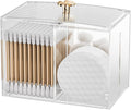 Q Tip Holder for Bathroom with 3 Compartments, Cute Clear Plastic Bathroom Container Jars Canister Dispenser with Lid for Cotton Swab, Ball, Pad, Round, Floss, Bathroom Organizer and Storage