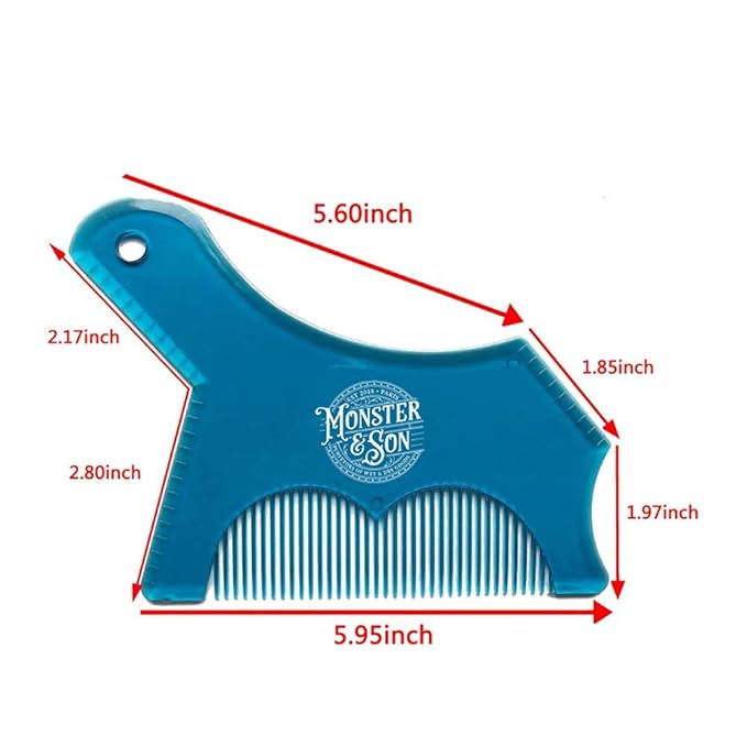Monster&Son Beard Shaping Tool For Men - Classic Oversized Design (Clear) - Lineup Stencil Shaper for Styling and Shaping - Alignment Guides for Perfect Symmetry