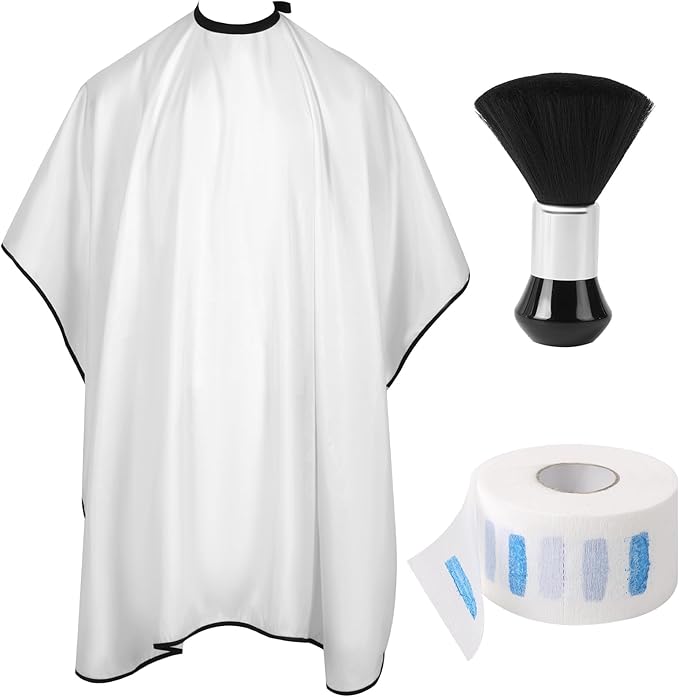 hair cutting cape set, salon barber cape with duster brush and disposable barber neck strip Salon Barber Cape for Men, Women