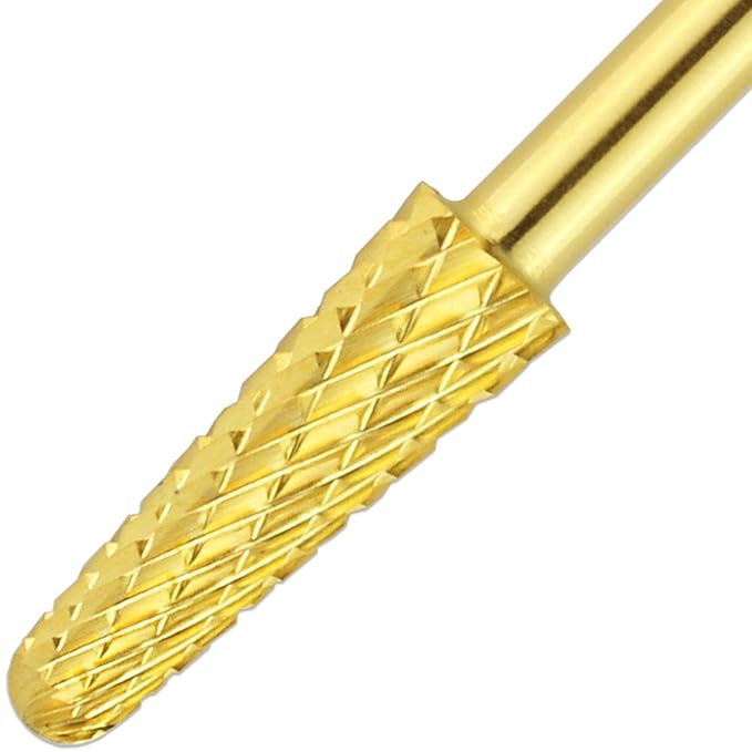 USA PANA Professional 3/32" Shank Size - Cone Shape Carbide Bit - Nail Drill Bit for Manicure Pedicure Tools Dremel Machine - Gold, Silver (Extra Coarse, Gold)
