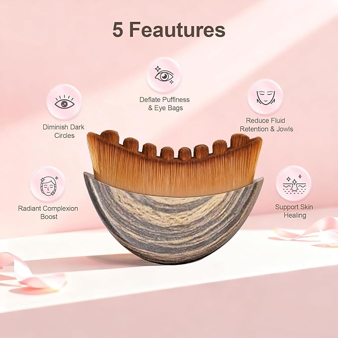 2-Pack Lymphatic Contour Face Brush, Lymphatic Drainage & Contour Face Massage Brush Set for Gua Sha, Puffiness Reduction, Glowing Skin, Gentle Daily Facial and Body Massage Tool