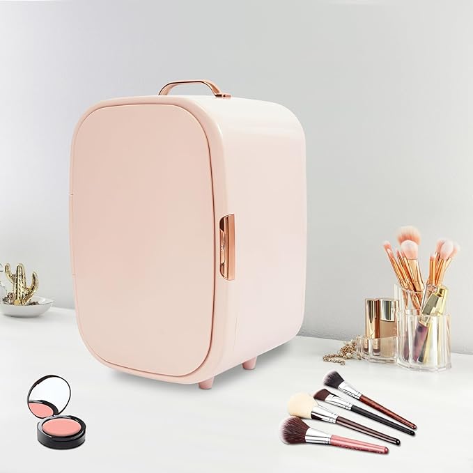 12 Liter Beauty Fridge for Cosmetic Storage, Pink Compact Skincare Fridge for Makeup Lipstick, Portable Refrigerator for Bedroom Bathroom