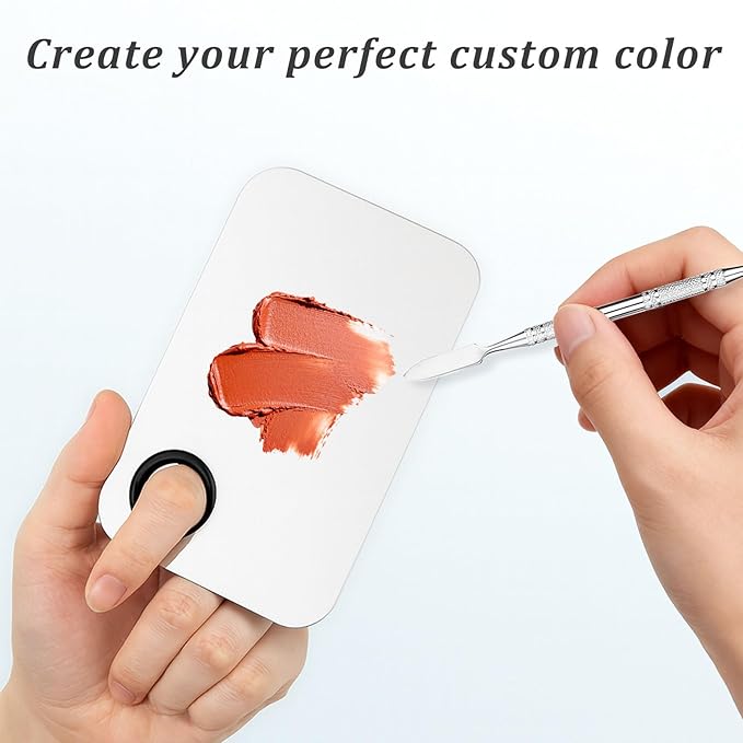 Stainless Steel Makeup Mixing Palette with Spatula – Upgraded Metal Tray for Foundation, Eyeshadow, Lipstick & Nail Art, Durable & Easy to Clean
