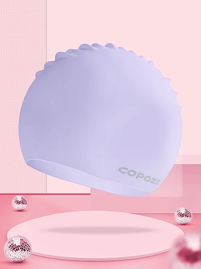 COPOZZ Women‘s Swim Cap for All Hair - Large, Comfortable Silicone Swimming Cap, Waterproof Design for Long, Short, Thick & Curly Hair | Secure & Comfortable Fit