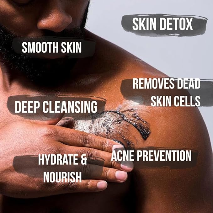 Charcoal Body Scrub, Moisturizing and Exfoliating Face & Foot Scrub, Organic Scrub Fights Stretch Marks, Fine Lines, and Natural Exfoliator Salt Body Scrub for Toning Skin Cellulite Skin Care Body