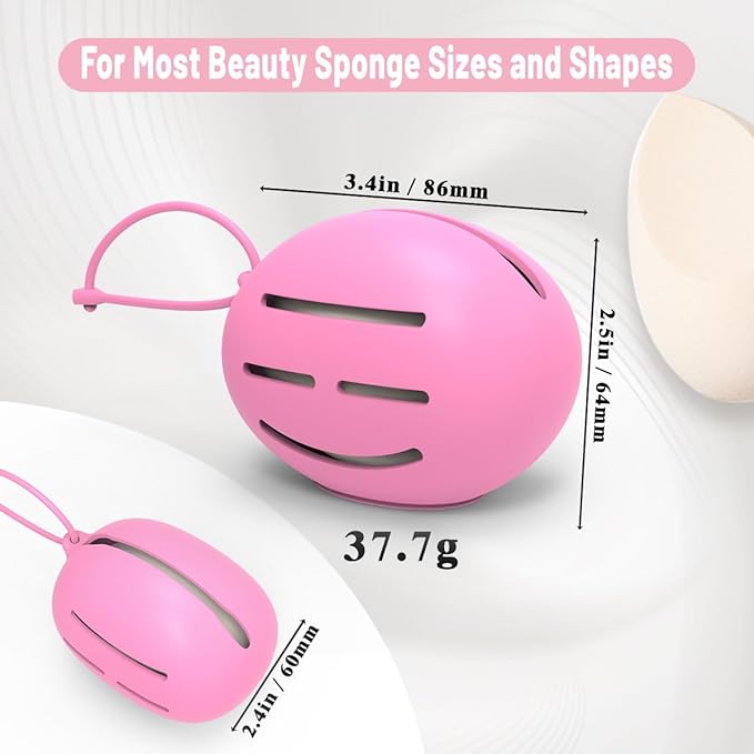 Silicone Makeup Sponge Holder, Triple-Sided Breathable Beauty Blender Case for Travel and Daily Use, Shatterproof Storage, Quick-Drying, and Fits Sponges - Rose