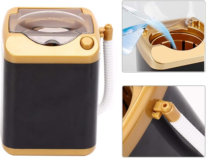 Electric Washing Machine, Washing Machine, Mini Electric Brush Washing Machine for Cleaning Cosmetic Tool Girls Ladies(gold)