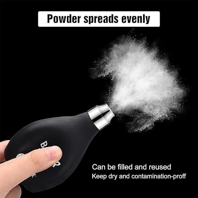2 Pieces Barber Powder Spray Bottle, Powder Puff Bottle, Barber Powder Pump Dispenser, 3.38oz/100ml Refillable Hair Fiber Applicator Use for Dry Shampoo - Black