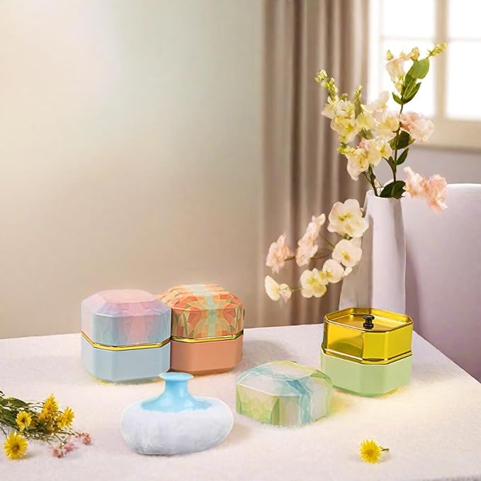 Body Powder Puff and Container, 3.35" Portable Dusting Powder Container with Soft Puff Powder Case Box Jar for Baby Women Home and Travel Use (Green)