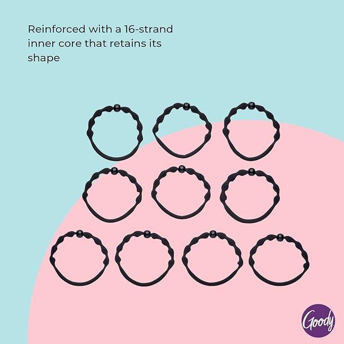 Goody Forever Ouchless Elastic Fine_Hair Tie, Black - 4MM for Fine_Hair - Hair_Accessories for_Women and Girls - Perfect for_Long Lasting Braids, Ponytails and More- 10 Count (Pack of 2)