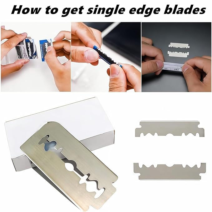 Megan beard shaping tool,5 piece set beard shaper for man - include professional straight edge razor,template guide,10 count of double edge blades,barber pencil and stainless steel scissors.