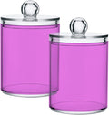 Orchid Qtip Holder Organizer Dispenser Cotton Swabs Cans Plastic Jars with Lid Set 2 Pack Bathroom Storage Canister for Cotton Ball Floss Cotton Pads