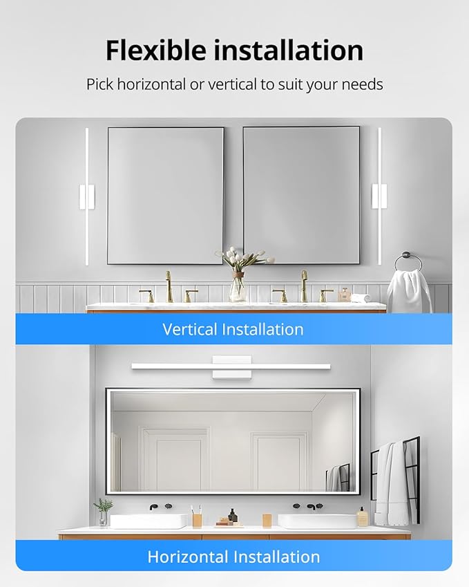 Combuh LED Vanity Lights Bar 36 Inch, 20W Bathroom Light Fixtures Over Mirror, IP44 Indoor Wall Mounted Sconces Modern for Washroom, Cool White 6000K