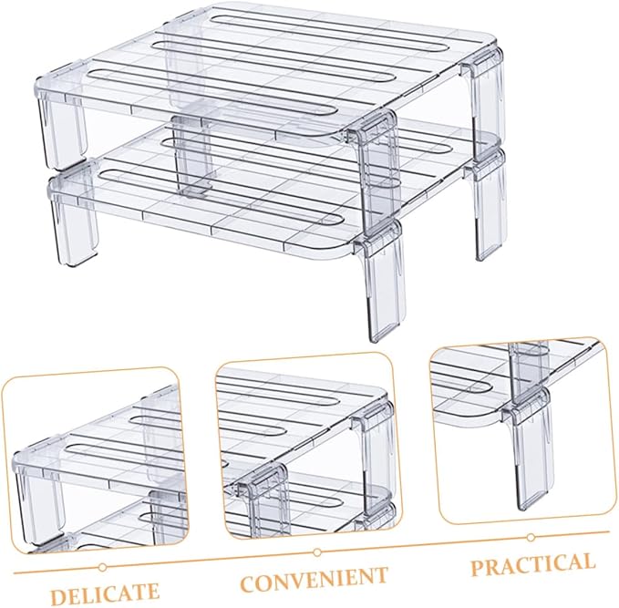 2pcs stacking shelf freezer rack Kitchen Storage Rack foldable cabinet shelf kitchen fridge organizer stackable shelves refrigerator organizer clear as supplies fruit