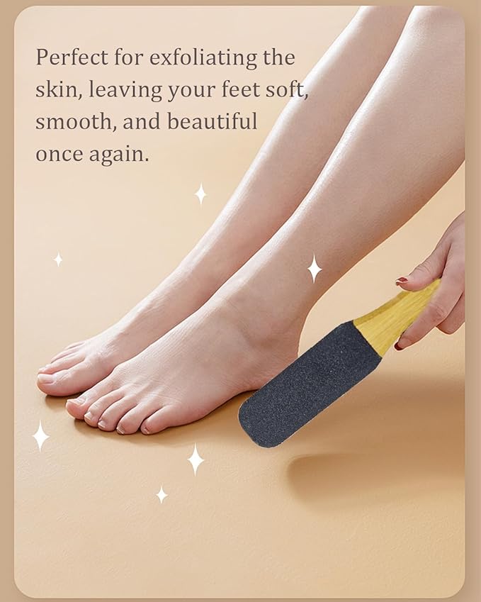 Pumice Stone Foot File, 2 Pack Wooden Pedicure Foot Scrubber Remover for Feet, Heels, Elbows, Hands in Shower, Professional Foot Rasp for Wet and Dry Feet, Foot Care Tools for Women Men（Black）