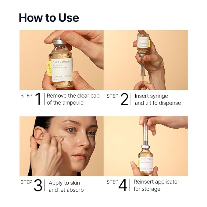 SUNGBOON EDITOR Collagen Silk Peptide Intensive Ampoule | Copper Peptides Serum for Face with Collagen & Multi Peptides | Hydrating Korean Skincare Facial Serum for Smooth-Looking Skin | 1.35 Fl Oz