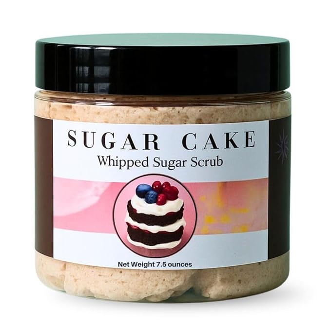 Nature Skin Shop Sugar Cake Whipped Sugar Scrub, 8oz Foaming Body Polish for Soft Skin