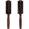Round Boar Bristle Hair Brush with Wooden Handle Ideal for Styling Medium to Long Hair Thick, Fine, Curly, Or Straight Hair, Enhances Volume and Shine, Brown
