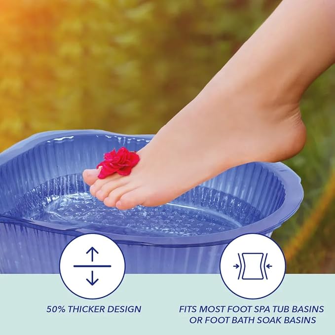 ForPro Universal Pedi Bath Liners - 50% THICKER - Fit Footsie Bath Plus Foot Bath, Disposable Pedicure Foot Tub Liners for Foot Spa Basins & Foot Bath Soaks, Blue, 50-Count