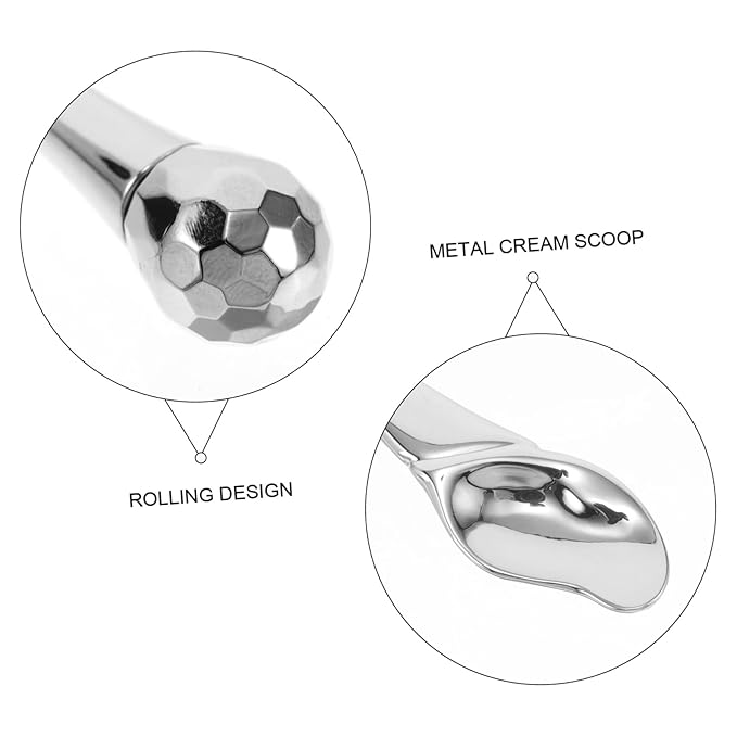 Metal Eye Cream Applicator Stick with Spatula Versatile Skincare Tool for Face Cream for Circulation and Relaxation Silver Color