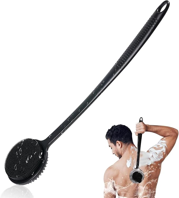Back Scratcher, 2PackGifts for Men Back Scratcher ， 2025 New with 2 Silicone Scratch Surface, Deep Back Scrubber for Men/Women, Long Handle Backscratchers for Adults