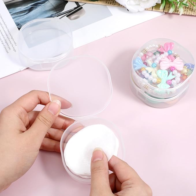 4 Pcs Square Powder Puff Holders Cases, 0.9 Inch Deep Travel Portable Cotton Pads Holder, Portable Powder Puffs Cosmetic Container Box for Women, Girls, Makeup Accessories