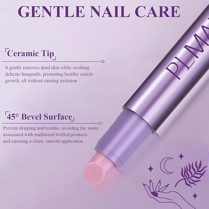 3-in-1 Cuticle Oil Pen, Cuticle Pusher Nail Oil Pen with Ceramic Tip, Nail Care Pen, Cuticle Pusher Pen for Hangnails, Dry & Damaged Nail, Moisturize Strengthen Nails Care (1PC-Trial Pack)
