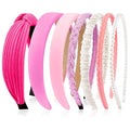 AHONEY 7 Pack Hot Pink Headbands for Girls Women Headbands Trendy Non Slip Hairbands Cute Hair Accessories Multi-style Headband Pack Diademas Para Mujer