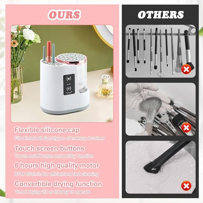 3 in 1 Electric Makeup Brush Cleaner Machine With Makeup Brush Dryer-Holder-Portable Automatic USB Cosmetic Brushes Cleaner Tool for All Brushes Sizes, Efficient Wash & Dry(COLOR:as shown)