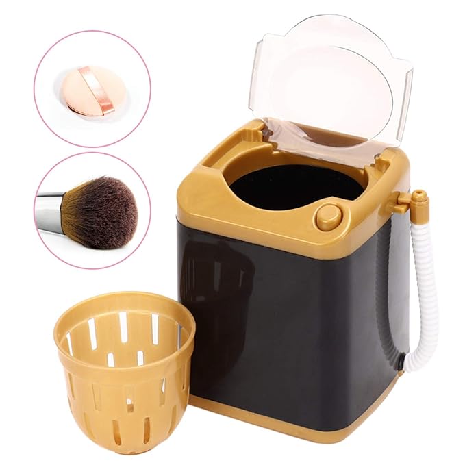 Sonew Cosmetic Tool Cleansing Machine, Electric Mini Washing Machine, Mini Makeup Tool Blensh Children Toy Gift(gold)
