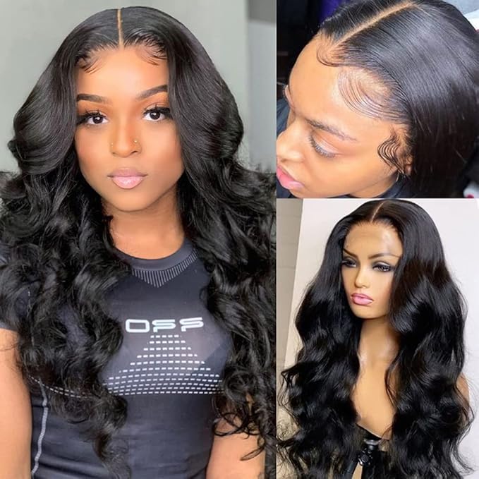 Sunelk 30 Inch Lace Front Wigs Human Hair Pre Plucked 13x4 Body Wave HD Lace Front Wigs Human Hair 180 Density Brazilian Virgin Hair Glueless Wigs Human Hair for Women Natural Black Color
