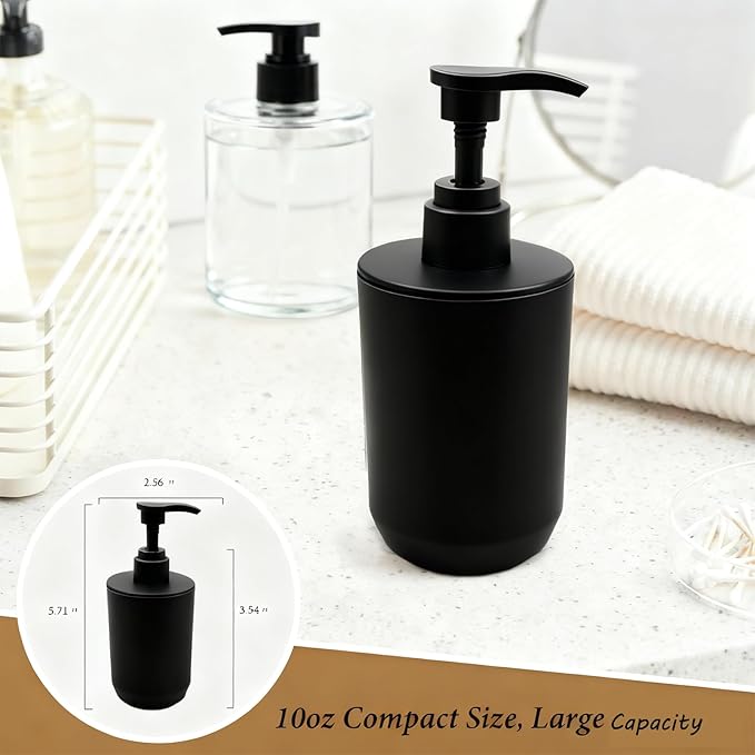 LGURT-4-piece Bathroom Accessories Set, with Toothbrush Holder, Lotion soap Dispenser, Qtip Holder Dispenser and Vanity Tray, Bathroom Counter top Vanity (Matte Black)