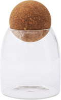 1 Pack 5.5 In Glass Storage Container, Ball Cork Jar Decorative Organizer, Cute Canister for Tip Change Sugar/Cotton Swab Holder