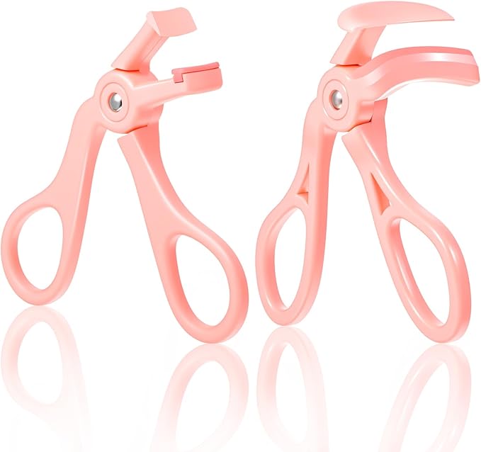 2 Style Eyelash Curlers, Plastic Eyelash Curler, Premium Cute Small Eye Lash Curler for No Pinching or Pulling Lash, Professional Makeup Tool for Eyelashes for Long Lasting (Pink)
