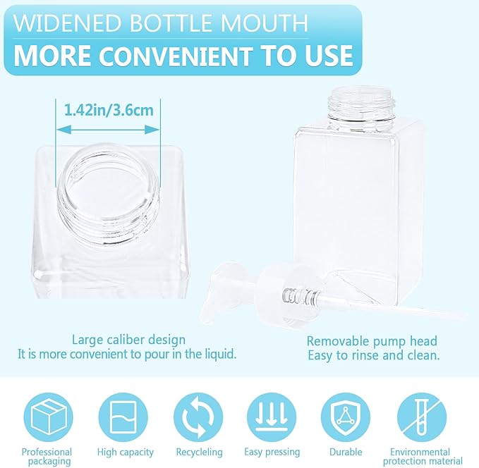 Foaming Soap Dispenser 15oz/450ml Clear Empty Foam Soap Dispensers, Square Refillable Plastic Foaming Hand Soap Dispenser Soap Pump for Liquid Soap, Shampoo, Body Wash(4 Pack)