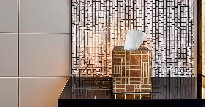 Hymmah Modern Square Tissue Box Cover Holder,Bathroom Accessories Decor Unique Design Tissue Box Cover for Bathroom Vanity Counter Tops Also Great for Bedrooms and Living Rooms