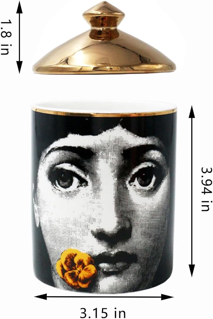 Big Eye Starry Sky Aromatherapy Candle Jar With Lid Ceramic Makecup Cotton Swab Holder Home Deocrative Bottler, Home Fireplace Kitchen Dining Decor For Living Room Knick Knacks Candle Holders (F6)