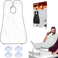 Beard Bib Apron, Beard Catcher for Men Shaving & Trimming, Non-Stick Beard Bib Hair Catcher with 4 Suction Cups