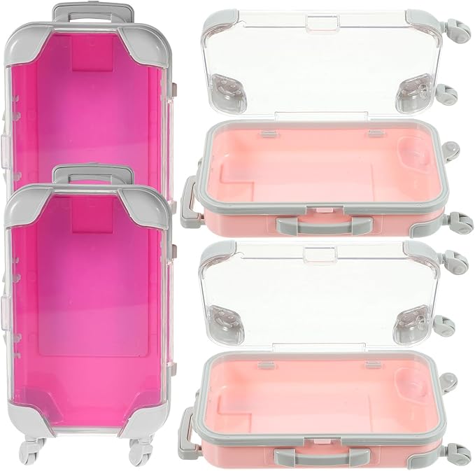 4pcs False Eyelash Storage Cases Mini Luggage Makeup Organizer Portable Eyelash Extension Container for Travel and Daily Use