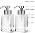 Foaming Soap Dispenser, 12oz/350ml Glass Foaming Hand Soap Dispenser Set,Refillable Foam Dispenser with Foaming Pump, Labels, Square Hand Dispenser for Bathroom, Kitchen 2 Pack