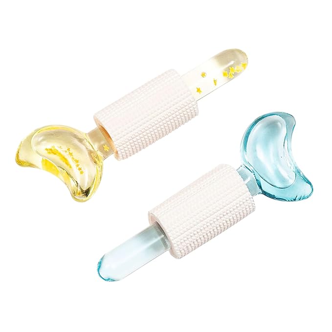 Ice Globes for Facials, Cooling Face Massage Roller with Crescent Glitter Design, Professional Beauty Tool for Salons Home Face Neck Under Eye Care