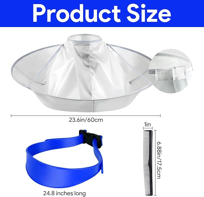 Self Haircut Cape Kit for Men，Fade Guide for Men Haircut，Hair Cutting Kit Includes Hair Cutting Cape, Adjustable Hair Trimming Guide, Comb，for Adults and Kids, Salon and Home Use(Blue)