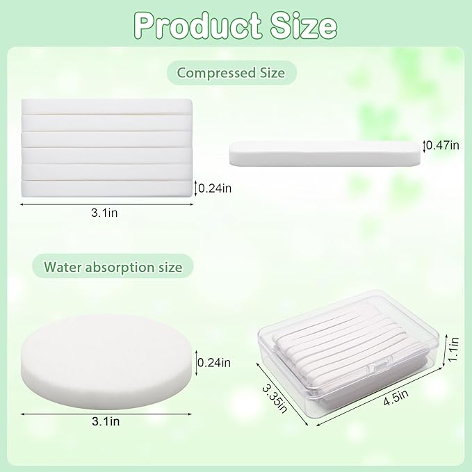 240+1 Pack White Compressed Facial Sponges, Luxiv Round Compress Face Cleaning Sponge for Estheticians Face Sponge Soft Compressed Makeup Sponges with Travel case (3.1", Count, 360)