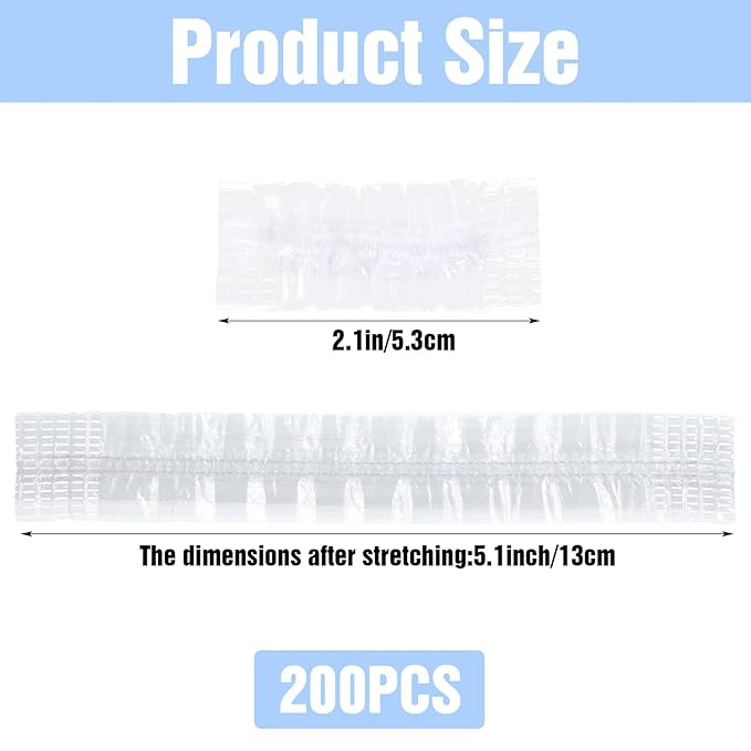 200 PCS Disposable Ear Covers for Shower, Clear Elastic Ear Shower Caps Hair Dye Ears Protectors, Ears Covers for Hair Colouring and Beauty Treatments
