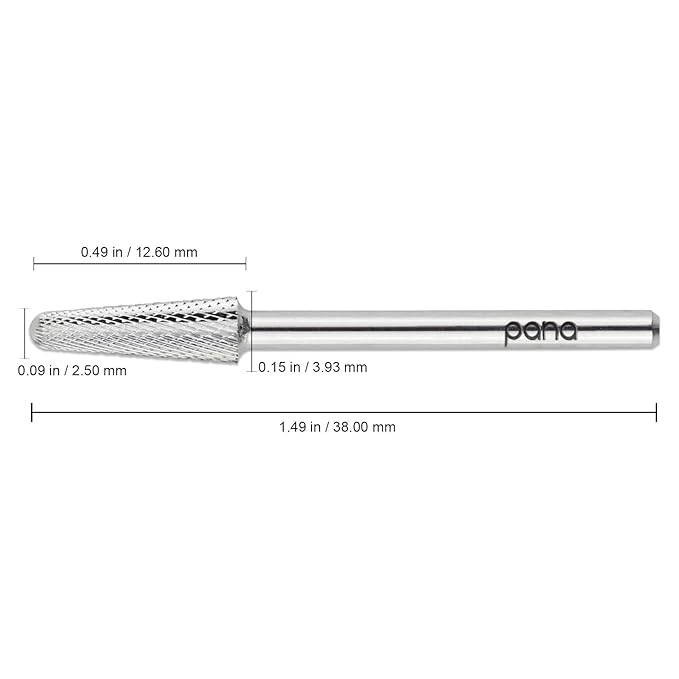 USA PANA Professional 3/32" Shank Size - Cone Shape Carbide Bit - Nail Drill Bit for Manicure Pedicure Tools Dremel Machine - Gold, Silver (Extra Fine, Silver)